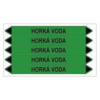 Značení potrubí, horká voda,5 ks, 150 × 12 mm